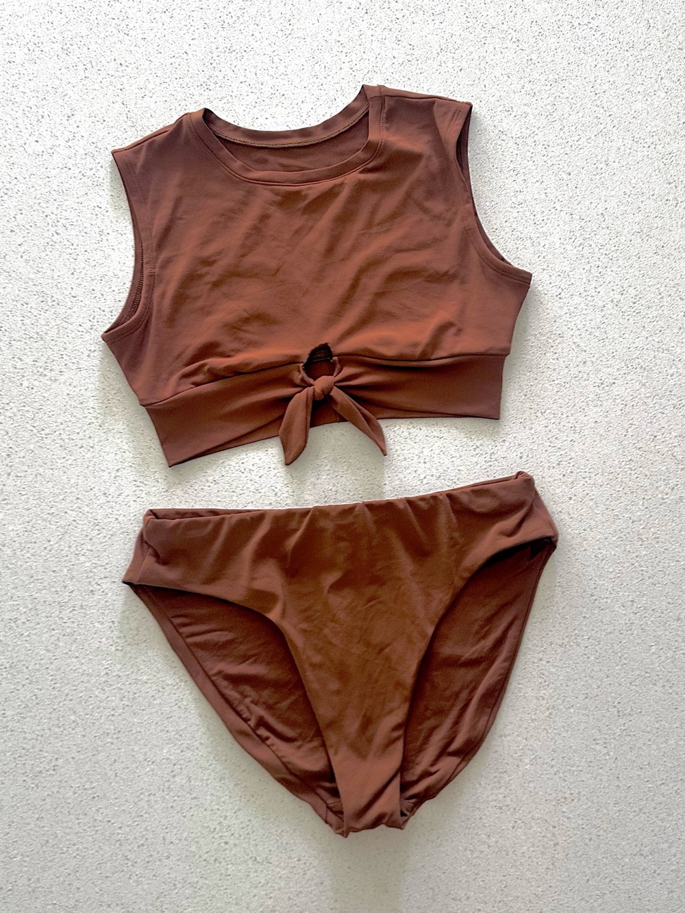 Robin Piccone Ava Tank Bikini Top & Bottom Swim Set - Bougainvillea Brown Large